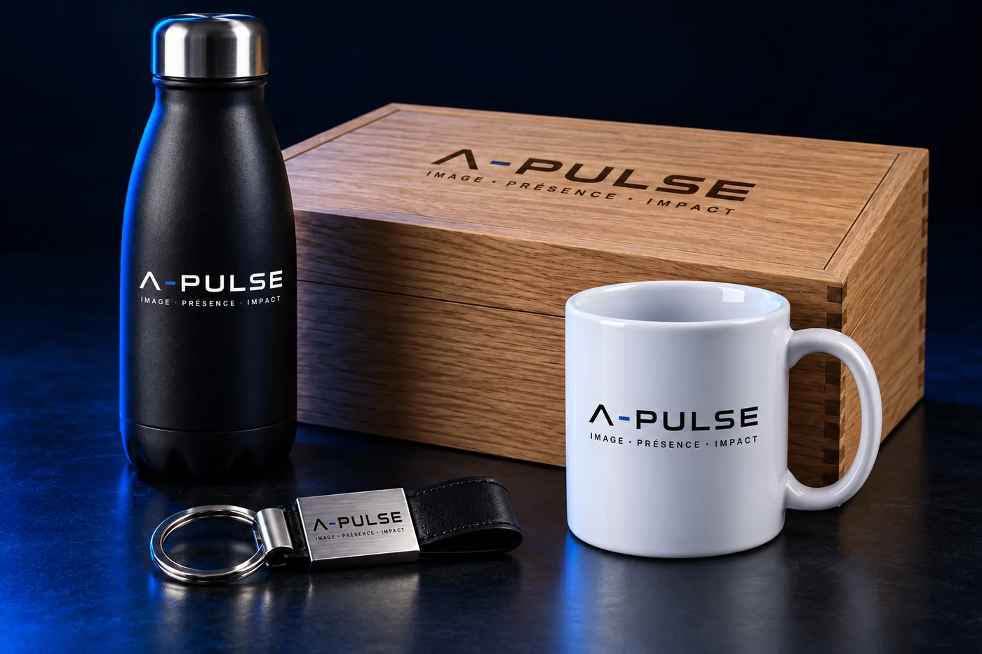 Cadeaux d'entreprise gravés aux couleurs A-PULSE