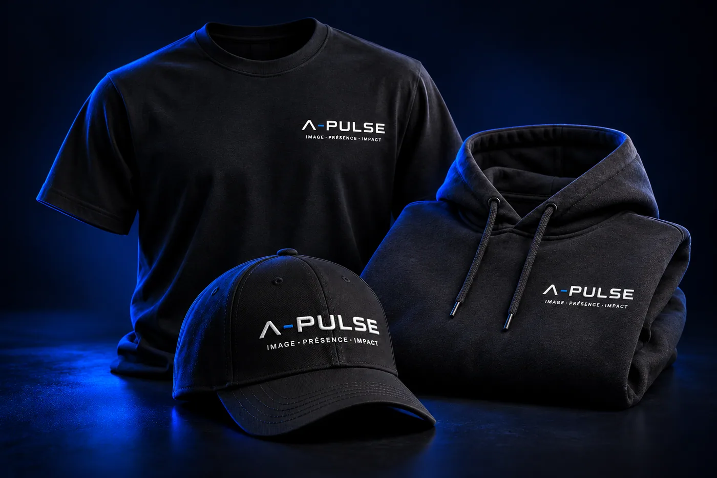 T-shirt, hoodie et casquette aux couleurs A-PULSE